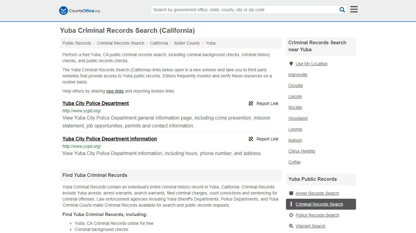 Criminal Records Search - Yuba, CA (Arrests, Jails & Most Wanted Records)